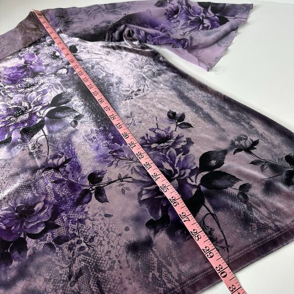 Level Eight Plus Purple Floral Velvet Top Sz 2X? Embellished Witchy Fairy Grunge - Picture 12 of 16